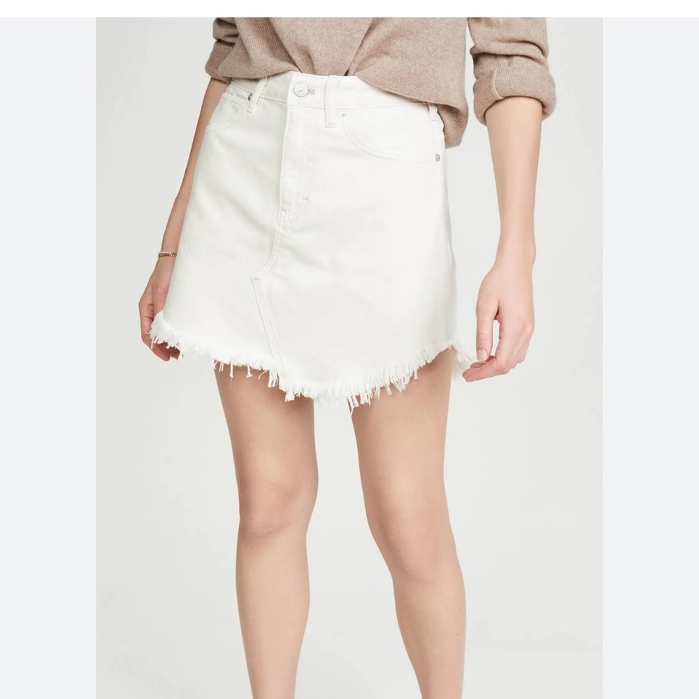 We the free size 31 NWT Bailey Denim fringe Coconut mini skirt